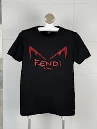 FENDI ROMA big logo in rhinestones black top t-shirt woman size XS