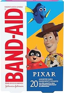 Brand Adhesive Bandages for Minor Cuts & Scrapes, Wound Care Featuring Disney/Pixar Mashup Characters, Fun Bandages for Kids and Toddlers, Assorted Sizes, 20 Count