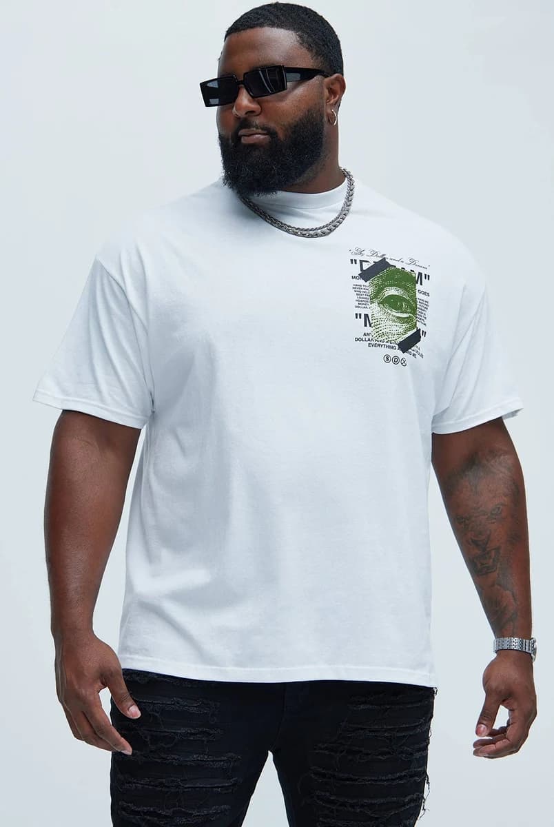 Fashion Nova Men's A Dollar and A Dream Short Sleeve Tee Shirt