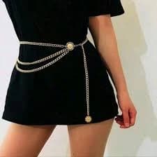Women Ladies Gold Metal layered tiered Waist Chain belt Multilayer adjustable