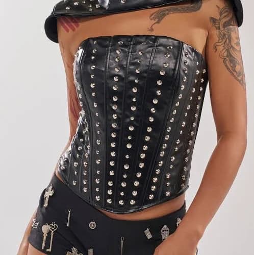 Akira Dont Hug Me Faux Leather Corset Top