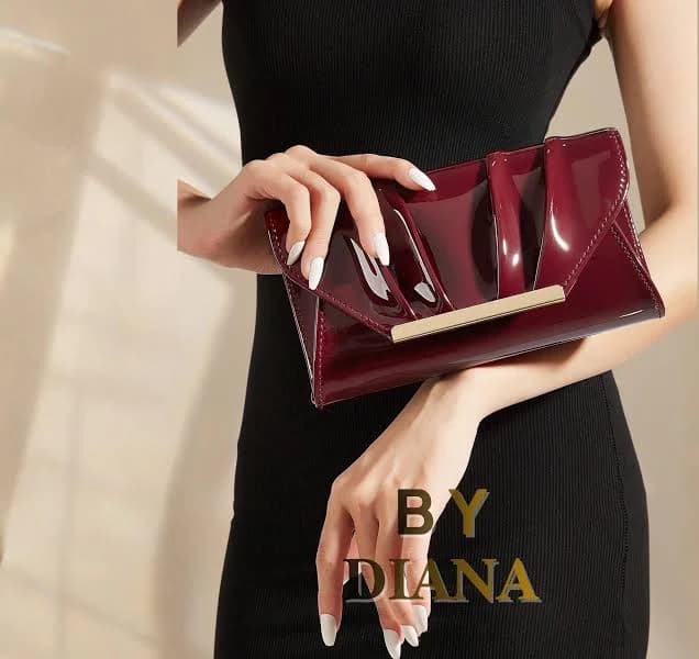 Patent Leather Pleated Evening Clutch