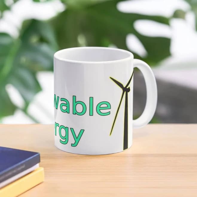 Renewable Energy Logo Solar Panels Wind Turbine Green Coffee Mug