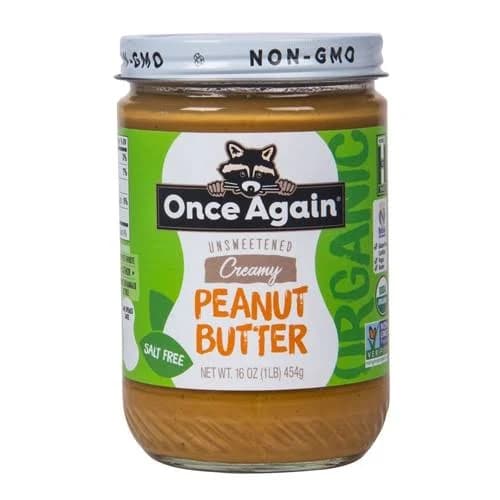 Once Again Organic Peanut Butter Creamy Unsweetened Salt Free 16 Oz