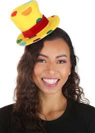 elope Mini Yellow Clown Top Hat for Adults - Velour Headband, Colorful Polka Dots, Foam Backed Plush Design at Amazon Women's Clothing store
