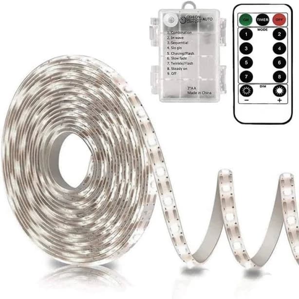 Echosari Battery Operated White LED Strip Lights with Remote, 8 Cool | Christmas | Modern | Plastic | Fantasy