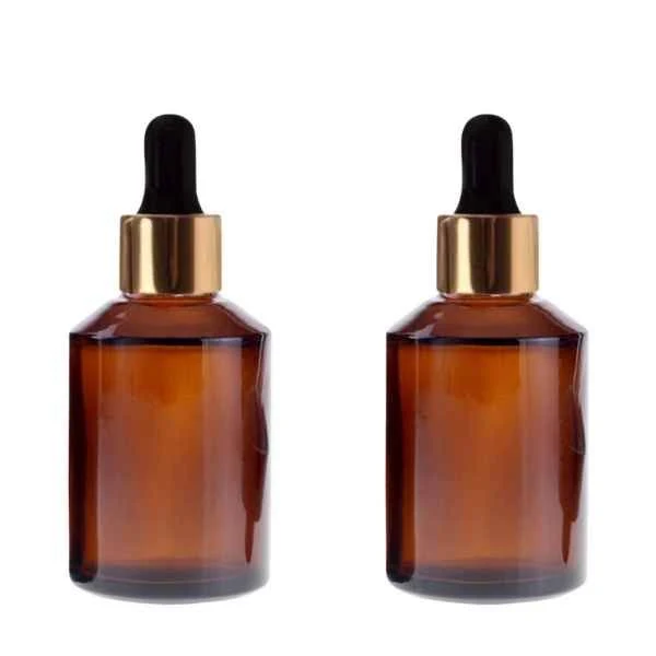 Devinez Multipurpose Refillable Amber Color Slant Shoulder Round Glass Bottle