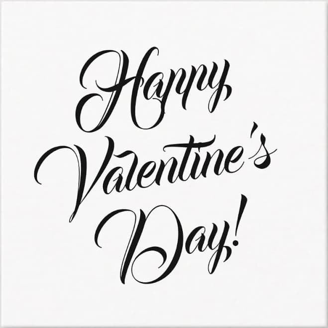 Happy Valentine's Day white black elegant script Enclosure Card