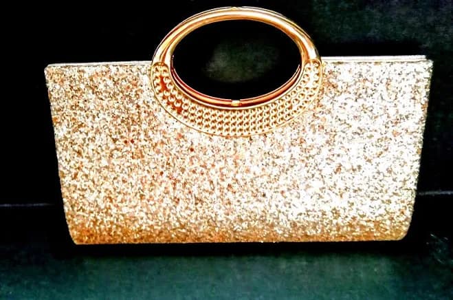 Dazzling Sparkly Gold Rectangular Evening Clutch Chain Bag