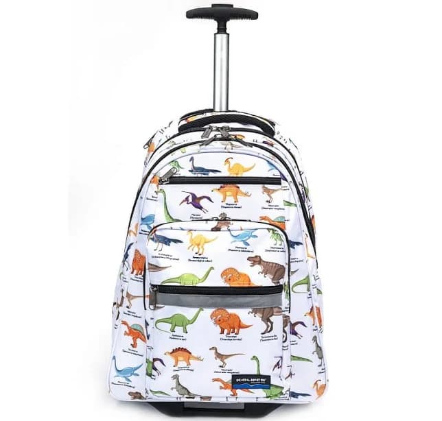 K-cliffs Unisex Dinosaur Heavy Duty Rolling School Backpack