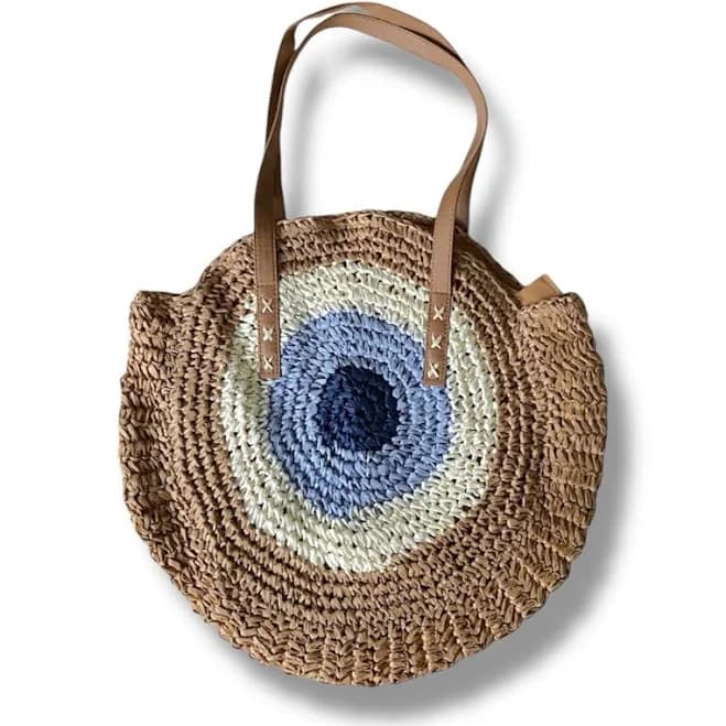 Circle Straw Shoulder Tote Beach Bags