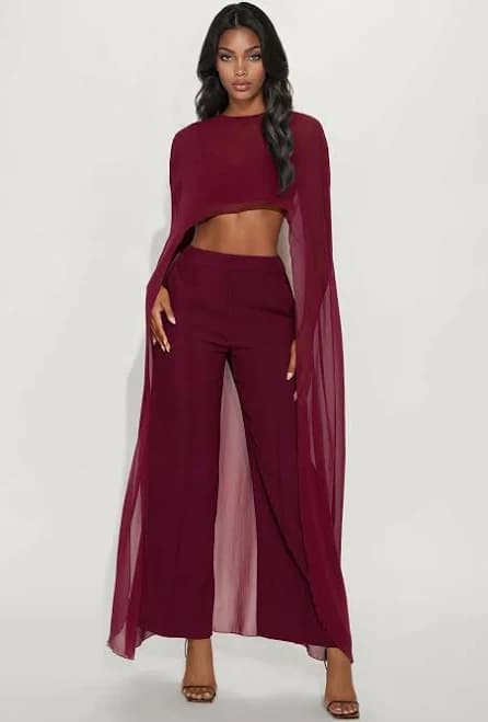 Fashion Nova 3 Piece Sleeveless Cropped Cardigan and Pant Set