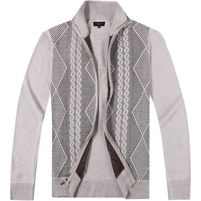 Gioberti Men's Geometric Full Zip Cardigan Sweater