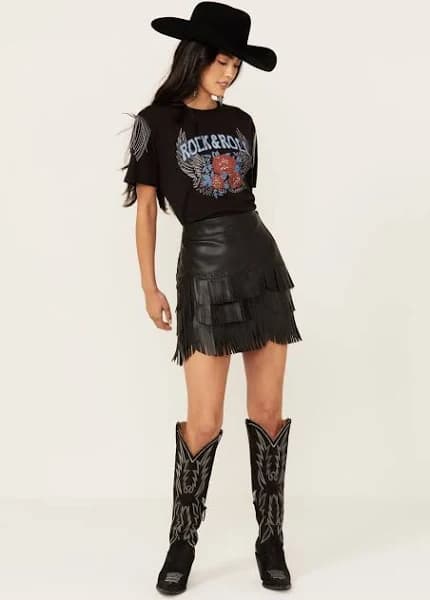 Idyllwind Irene Fringe Faux Leather Skirt