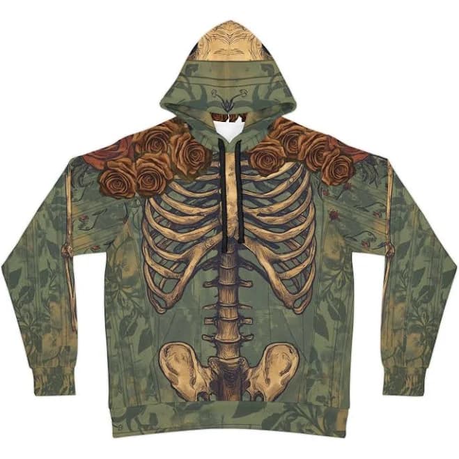 Floral Skeleton Rib Cage Hoodie
