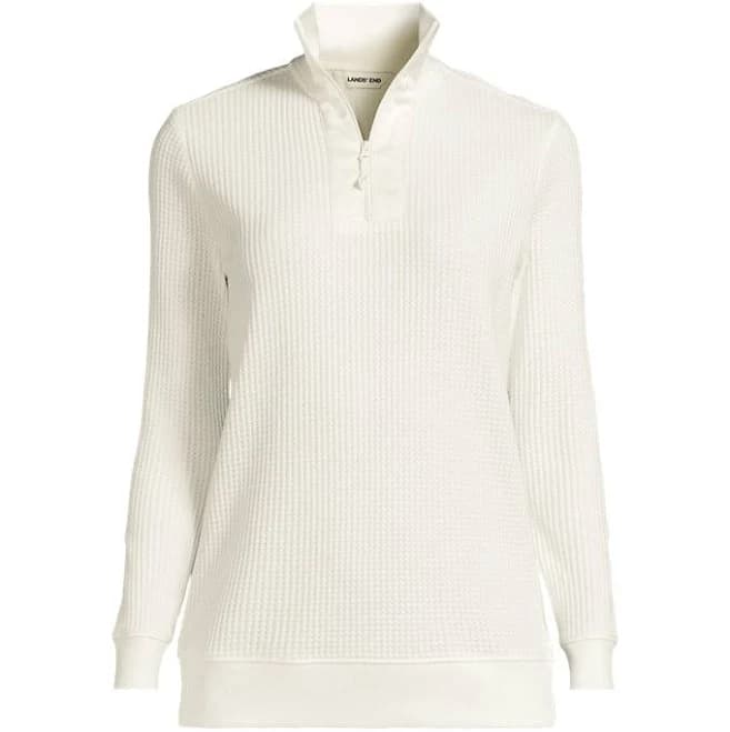 Lands' End Women's Waffle Quarter Zip Pullover