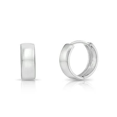 Tilo Jewelry 925 Sterling Silver Round Shiny Huggie Hoop Earrings