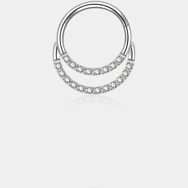 16g CZ Paved Double Loop Septum Clicker