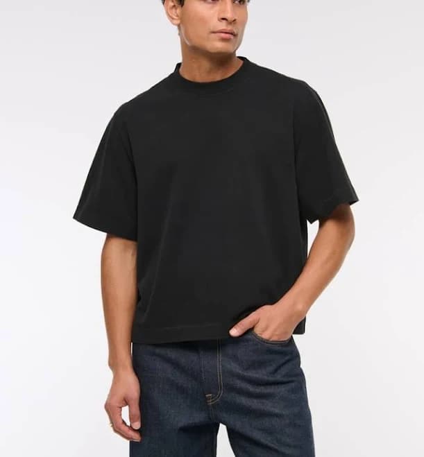 Abercrombie & Fitch Men's Premium Heavyweight Cropped Tee