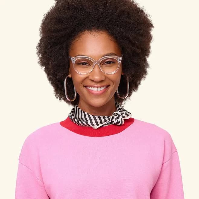 Crystal Clear Rounded Cat-Eye Eyeglasses - Magnetic Frames by Pair Eyewear - Rx, Blue Light, Progressives, Readers