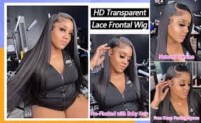 Amazon.com : Lemoda Straight Lace Front Wig Human Hair 13x4 HD Transparent Lace Frontal Wig 180% Density 12A Brazilian Virgin Human Hair Straight Wig for black Women Human Hair Pre Plucked Baby