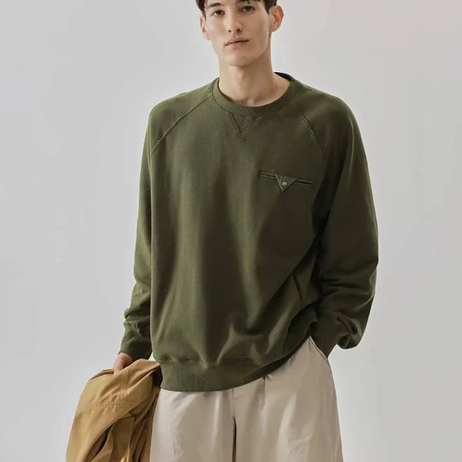 KOLAB Men's Mixed Fabric Crew Sweatshirt