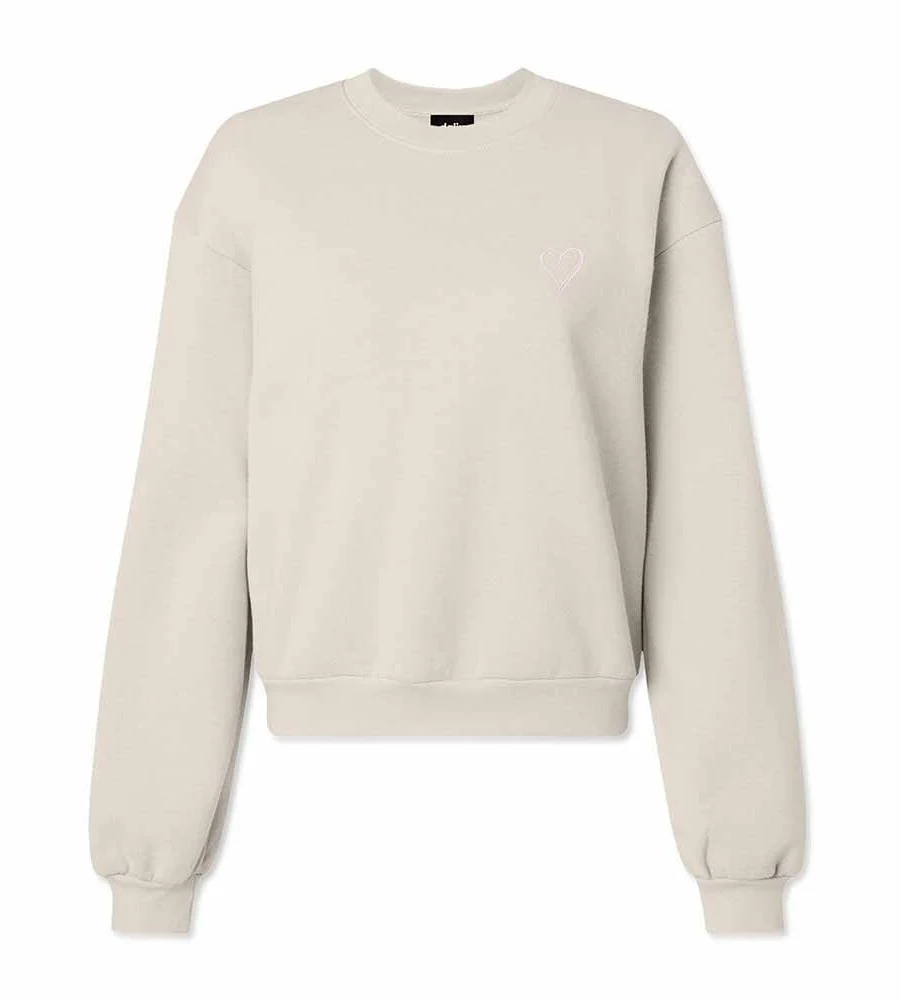 Dalix Women's Heart Embroidered Fleece Relaxed Boxy Fit Sweatshirt