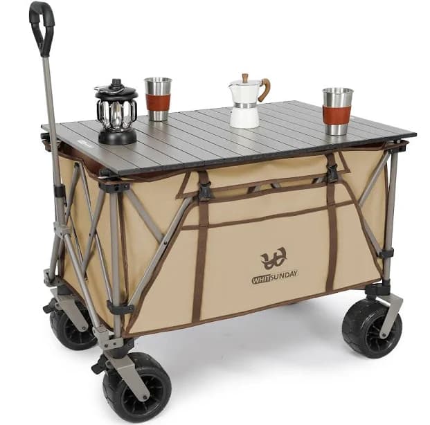 Whitsunday Moko Large Folding Wagon Cart with Aluminum Table Plate