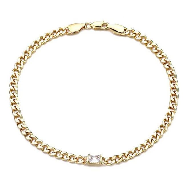 Adornia 14K Gold Plated Crystal Curb Chain Anklet