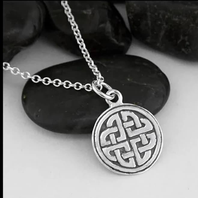Sterling Silver Celtic Circular Knot Pendant with Cable Chain