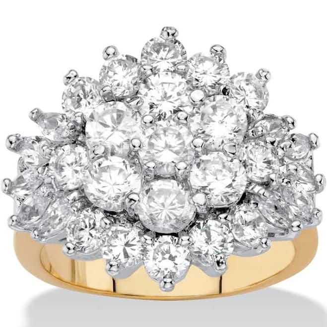 PalmBeach Jewelry 18K Gold-Plated Round CZ Cluster Cocktail Ring