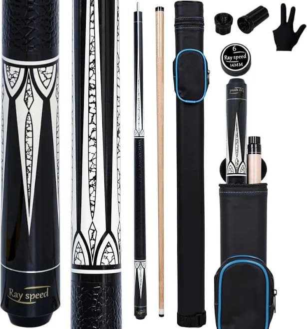 Pool Cue Stick Low Deflection Shaft Billiard With Hard 19 Oz, White