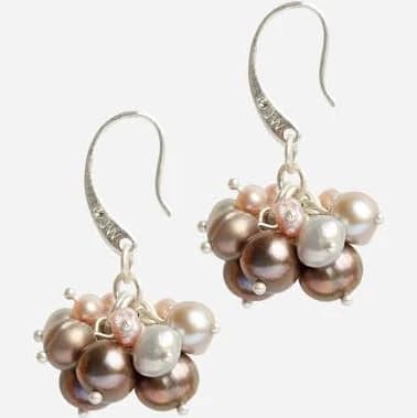 Johnny Was Women's Cluster Pearl Drop Earrings