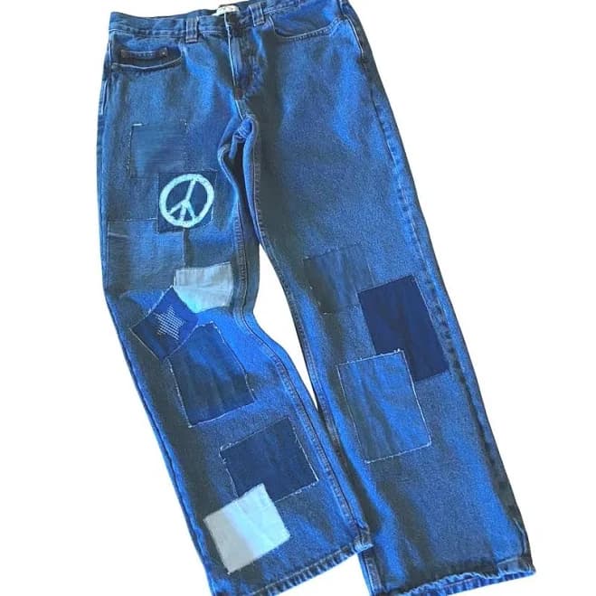 Men's Patchwork Reworked Denim Jeans