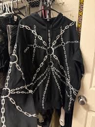 Rad embroidered chain hoodie sweater cardigan NEW widow