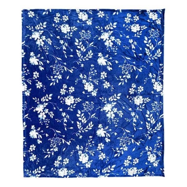 Blue Florals Print Micro Plush Throw Blanket, sold by At Home