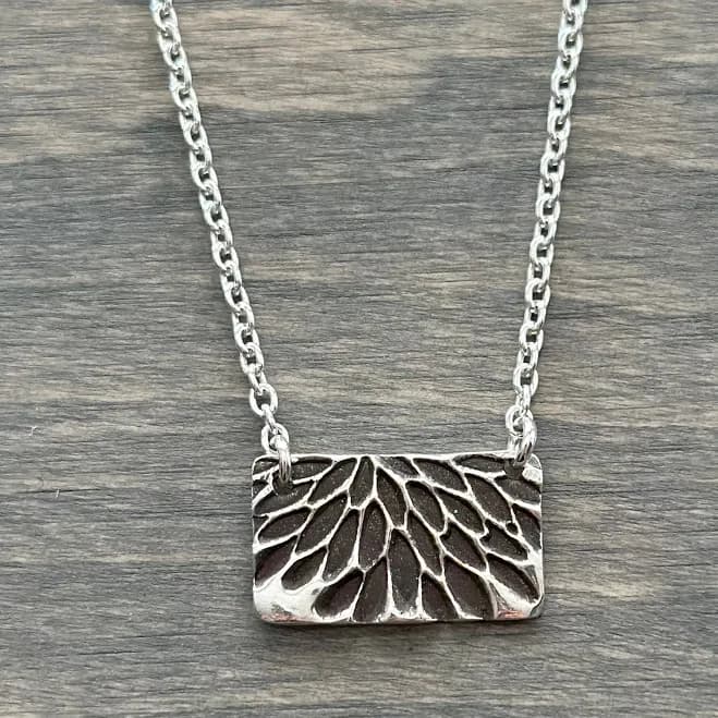Speckled Bar Necklace in Fine Silver