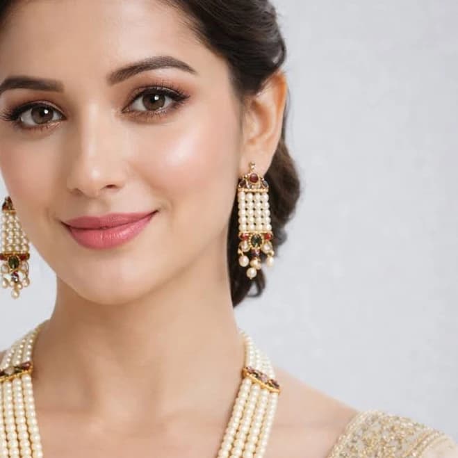 Pearl Kundan Necklace Set