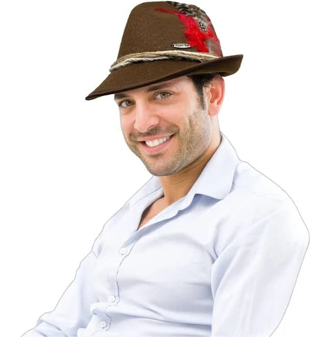 OktoberfestHaus Unisex German Felt Fedora Hat with Feathers