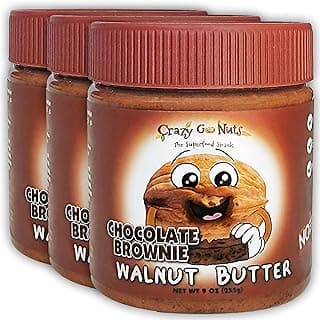 Crazy Go Nuts Walnut Butter Chocolate Brownie - Walnut Spread, Keto, Vegan, Low Carb, Gluten Free, Superfood-Natural, Non-GMO, ALA, Omega 3 Fatty Acids, Good Fats and Antioxidants - 9 Oz, 3-Pack