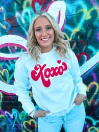 White Sweatshirt w/ Red XOXO