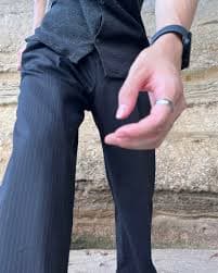 Striped Slacks - Black Wide Pants