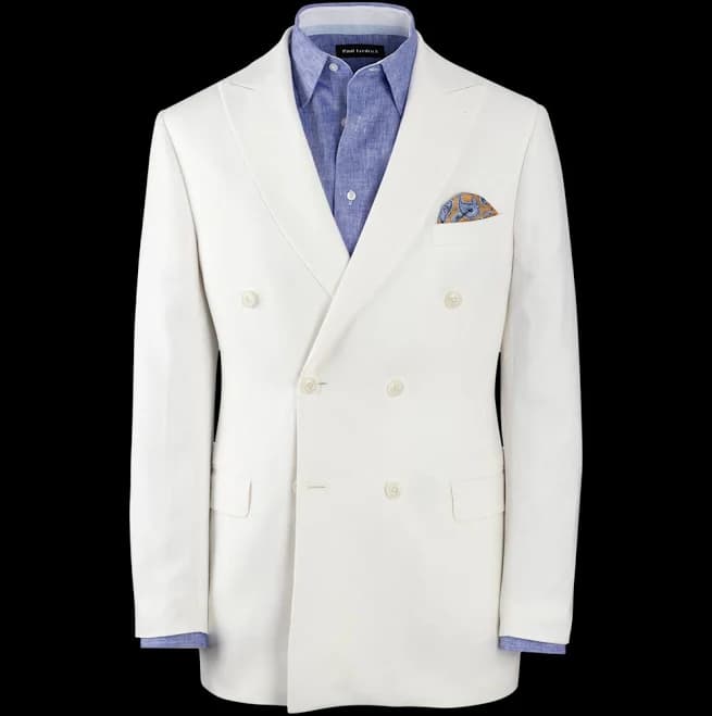 Double Breasted Linen Blend Suit Jacket