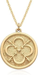 Dainty Necklace Initial Necklace For Women Round Moon star Clover Pendant Chain Coin Necklaces