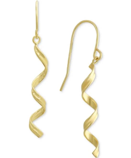 Macy's Women's 10K Gold Spiral Dangle Drop Earrings