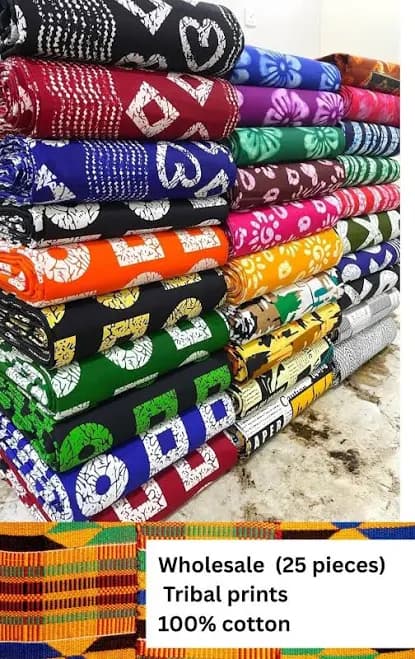 Wholesale African print fabrics; 25 pieces of Ankara bulk fabric (150 yards), waxed fabric for retailers, 100% cotton, ships from Nigeria