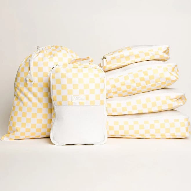 Brixley Bags Yellow Checkered Packing Cube Set
