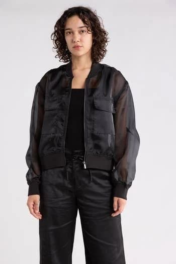 Sanctuary Women's Organza Crop Bomber Jacket