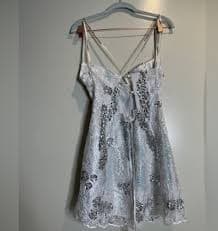 For Love & Lemons Opal Metallic sequins Embroidered Shimmer Mini Dress M | eBay