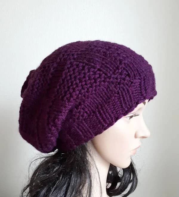 Hand Knit Wool Slouchy Beanie